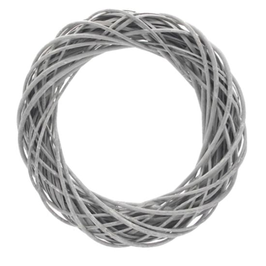 40CM Wicker Wreath Ring- Grey