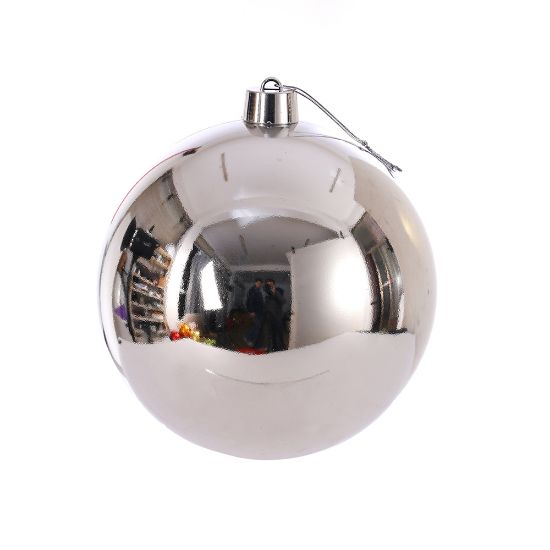 XXL 30cm CHRISTMAS BAUBLE SHINY SILVER