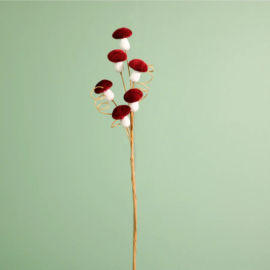 Mini Velvet Mushroom Spray - Burgundy