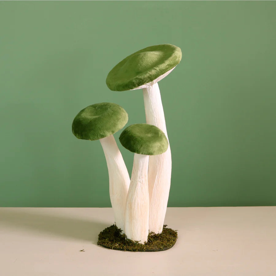 Velvet Standing Mushroom Trio - Sage Green