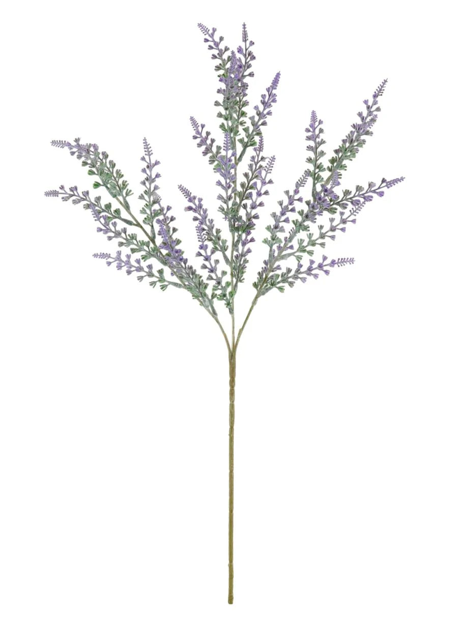 Flocked Tall Bell Lavender Spray- Purple