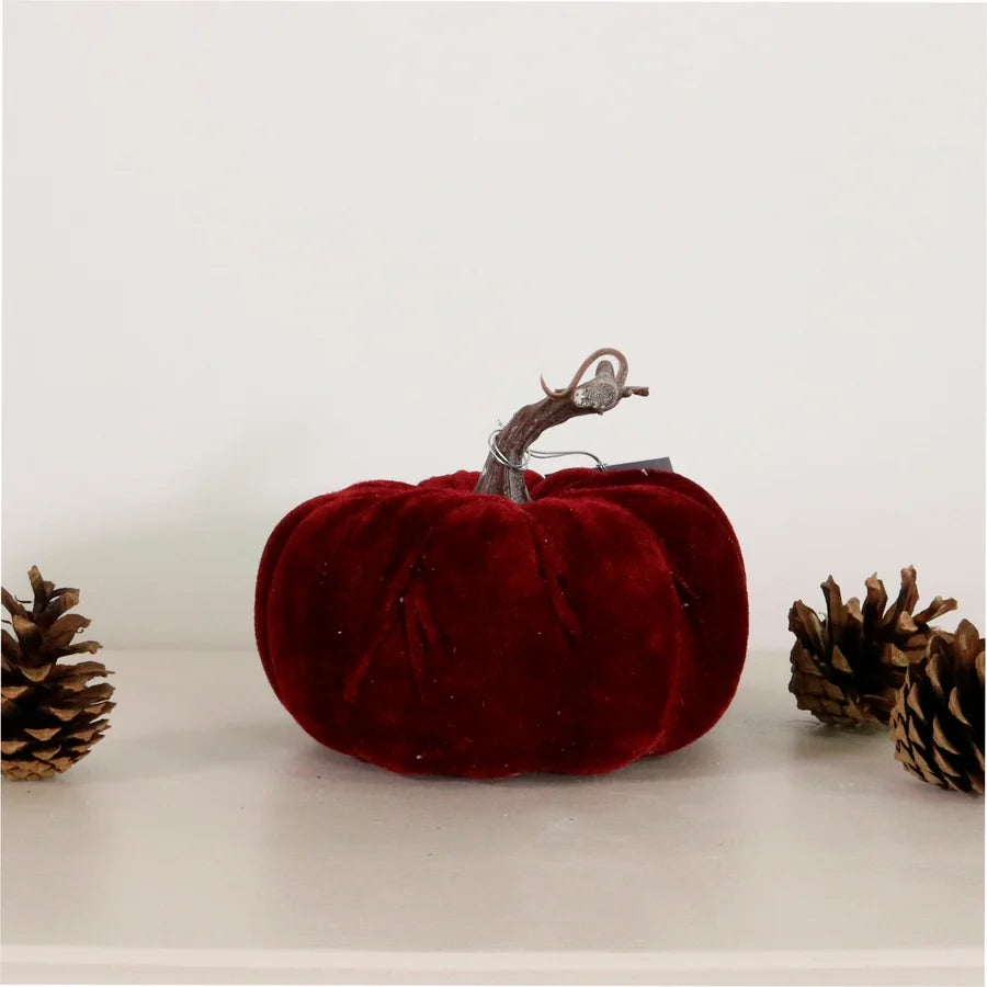 Medium Pink Velvet Pumpkin - Burgundy