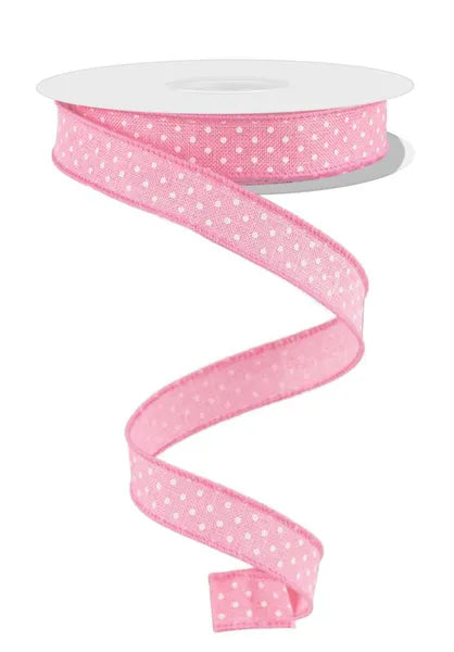 5/8" x 10yd Light Pink Raised Swiss Dots On Royal Wired Ribbon