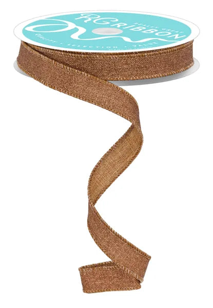 5/8" x 10yd Fine Glitter Wired Ribbon- Brown