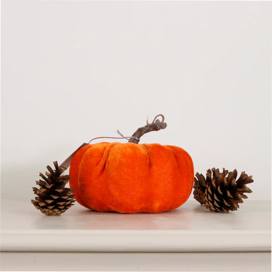 Medium Pink Velvet Pumpkin - Burnt Orange