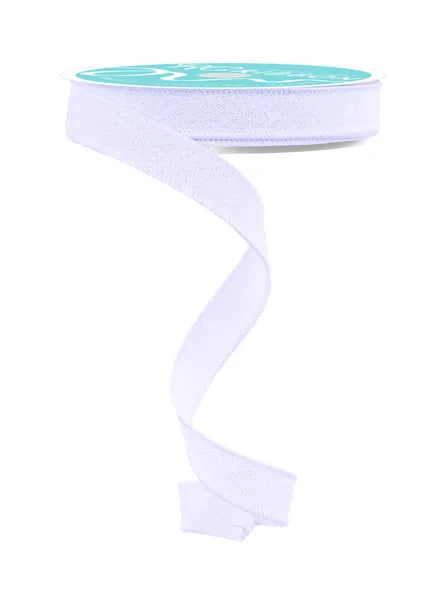 5/8" x 10yd White Fine Glitter Wired Ribbon