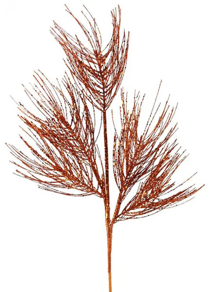 38"L Glittered Long Needle Pine Spray - Orange