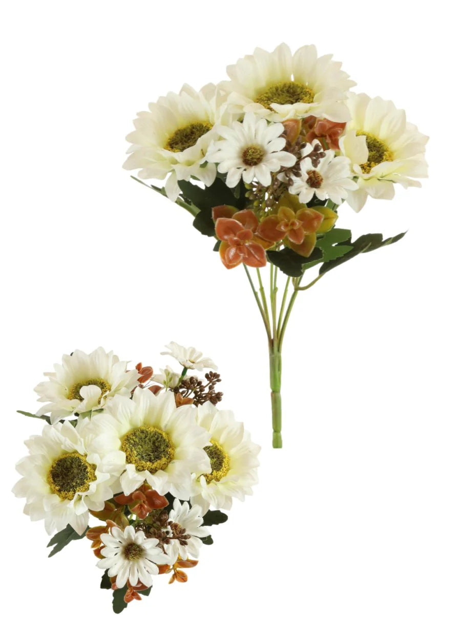 Mixed Sunflower Daisy Bunch - Ivory