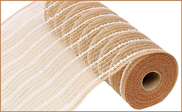 10.25" x 10yd Drift/Poly/Jute Mesh - Natural and White