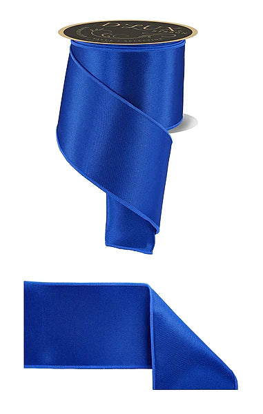 D'LUX 4" x 10yd Satin Fused - Royal Blue Wired Ribbon
