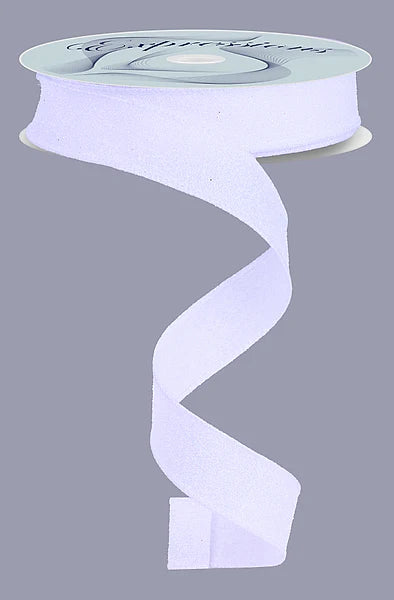 5/8" x 10yd Glitter On Fabric White Wired Ribbon
