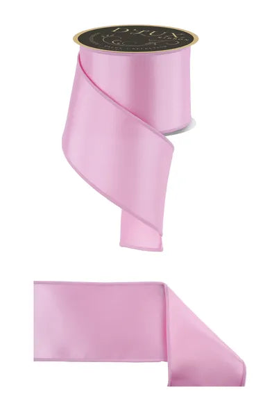 D'Lux 4" x 10yd Pink Satin Fused Wired Ribbon