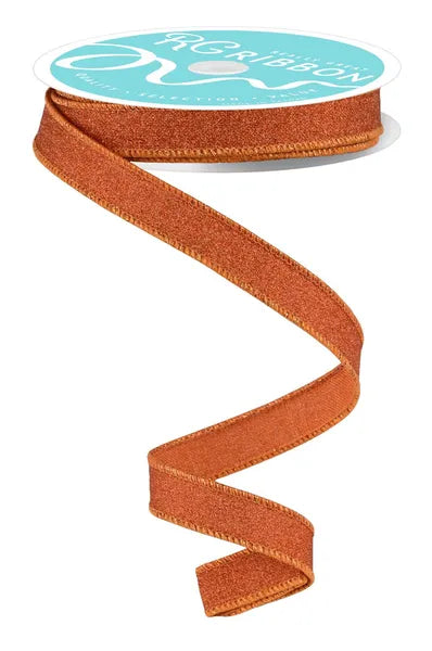 5/8" x 10yd Fine Glitter Wired Ribbon - Pumpkin
