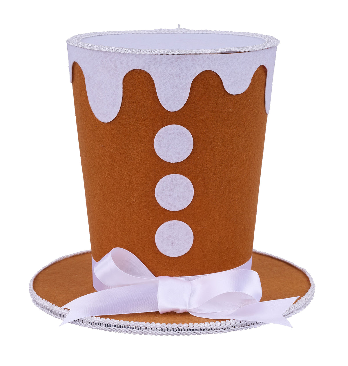 8"H X 9.25"DIA GINGERBREAD TOP HAT GINGERBREAD/WHITE