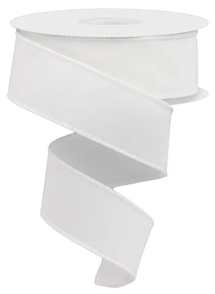 1.5" x 10yd Velvet Ribbon-White Wired Ribbon