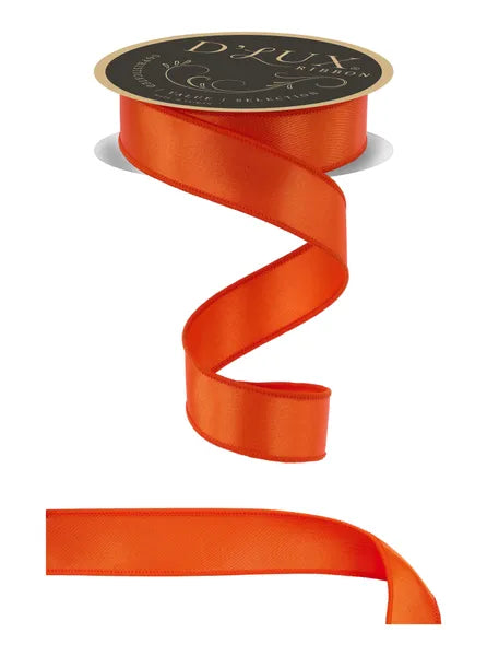 D'Lux 1.5" x 10yd Satin Fused Wired Ribbon - Orange