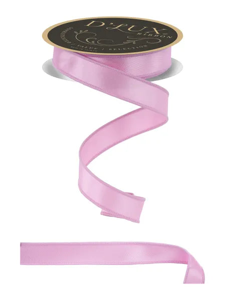 D'Lux 7/8" x 10yd Pink Satin Fused Wired Ribbon
