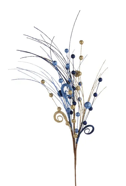 31"L Glitter Ball Spray-Smoked Blue, Navy and Gold
