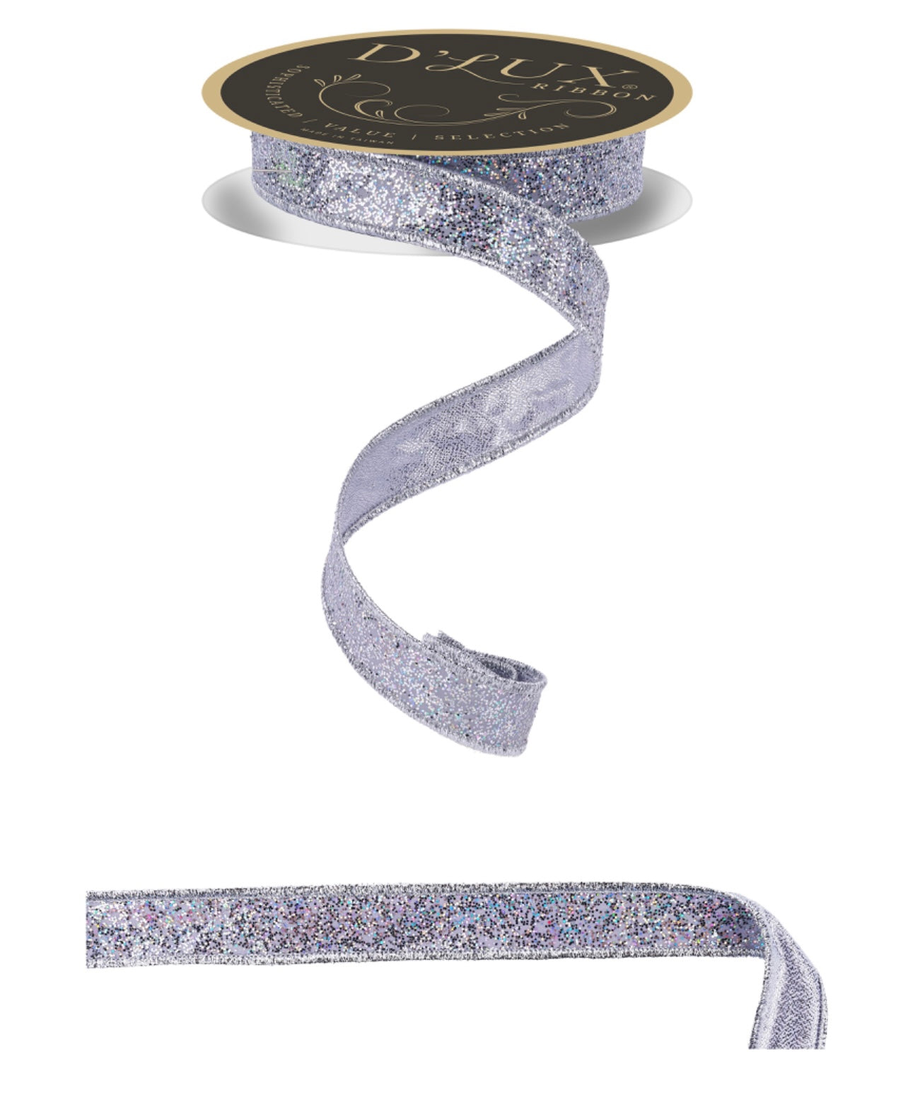 7/8" D'LUX Laser Silver Fused Glitter Ribbon