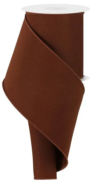 4" x 10yd Brown Diagonal Weave Wired Ribbon