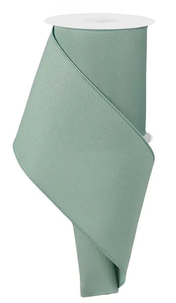 4" x 10yd Sage Green Diagonal Weave Wired Ribbon