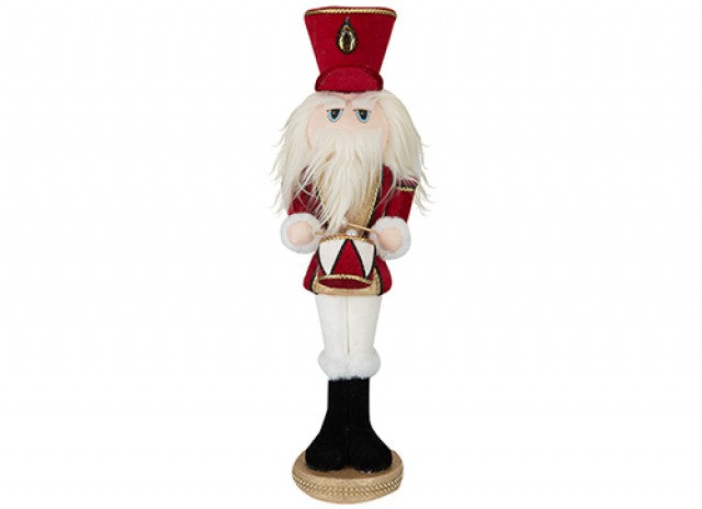 61CM RED AND WHITE VELVET FABRIC NUTCRACKER