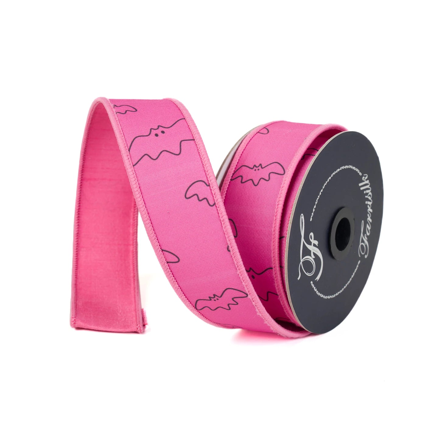 1.5" Farrisilk Mini Bats-Hot Pink And Black Wired Ribbon