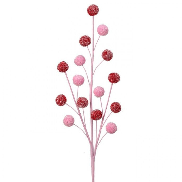 REGENCY 21" POMPOM SPRAY RED AND PINK SNOWGLITTER