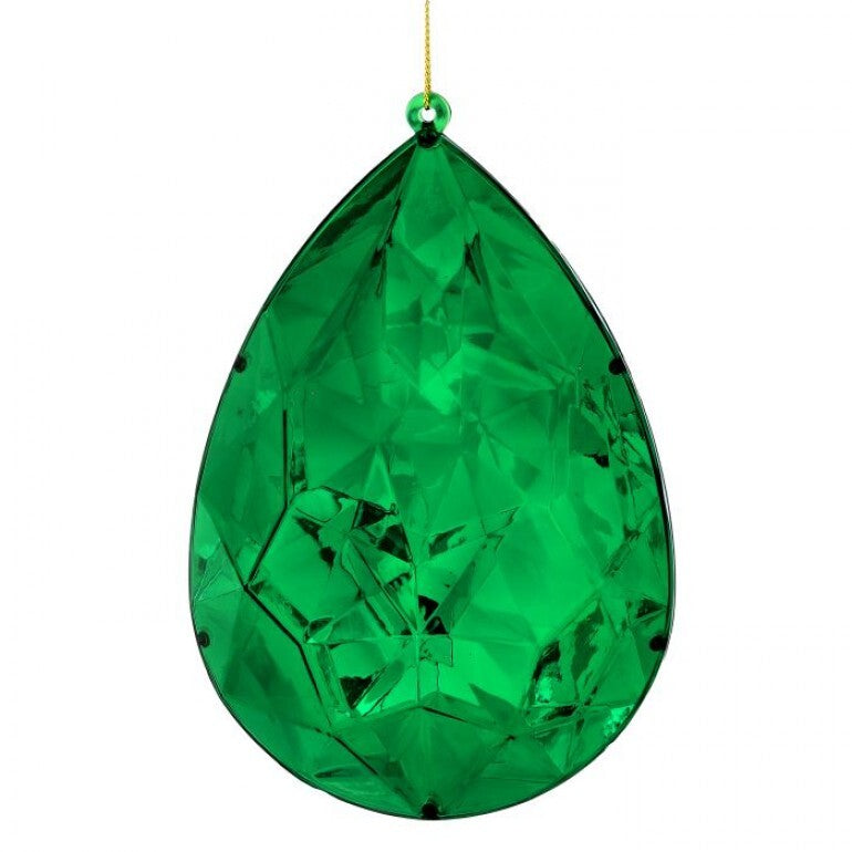 REGENCY 6" ACRYLIC JEWEL DROP ORNAMENT-EMERALD
