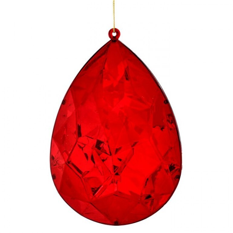 REGENCY 6" ACRYLIC JEWEL DROP ORNAMENT-RED