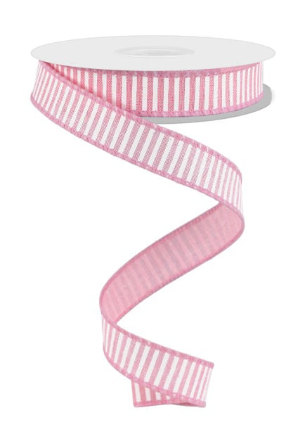 5/8" Pink & White Horizontal Stripes
