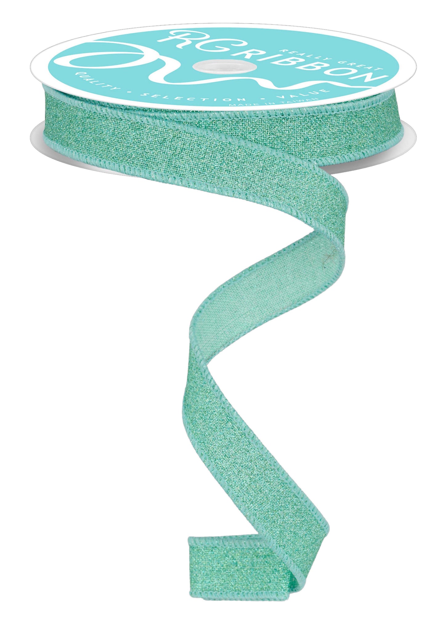 5/8" x 10yd Fine Glitter On Royal Mint Ribbon