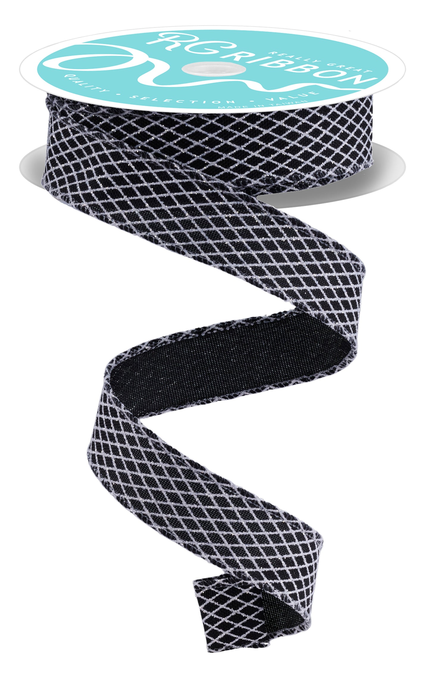 7/8" x 10yd Black & White Mini Harlequin