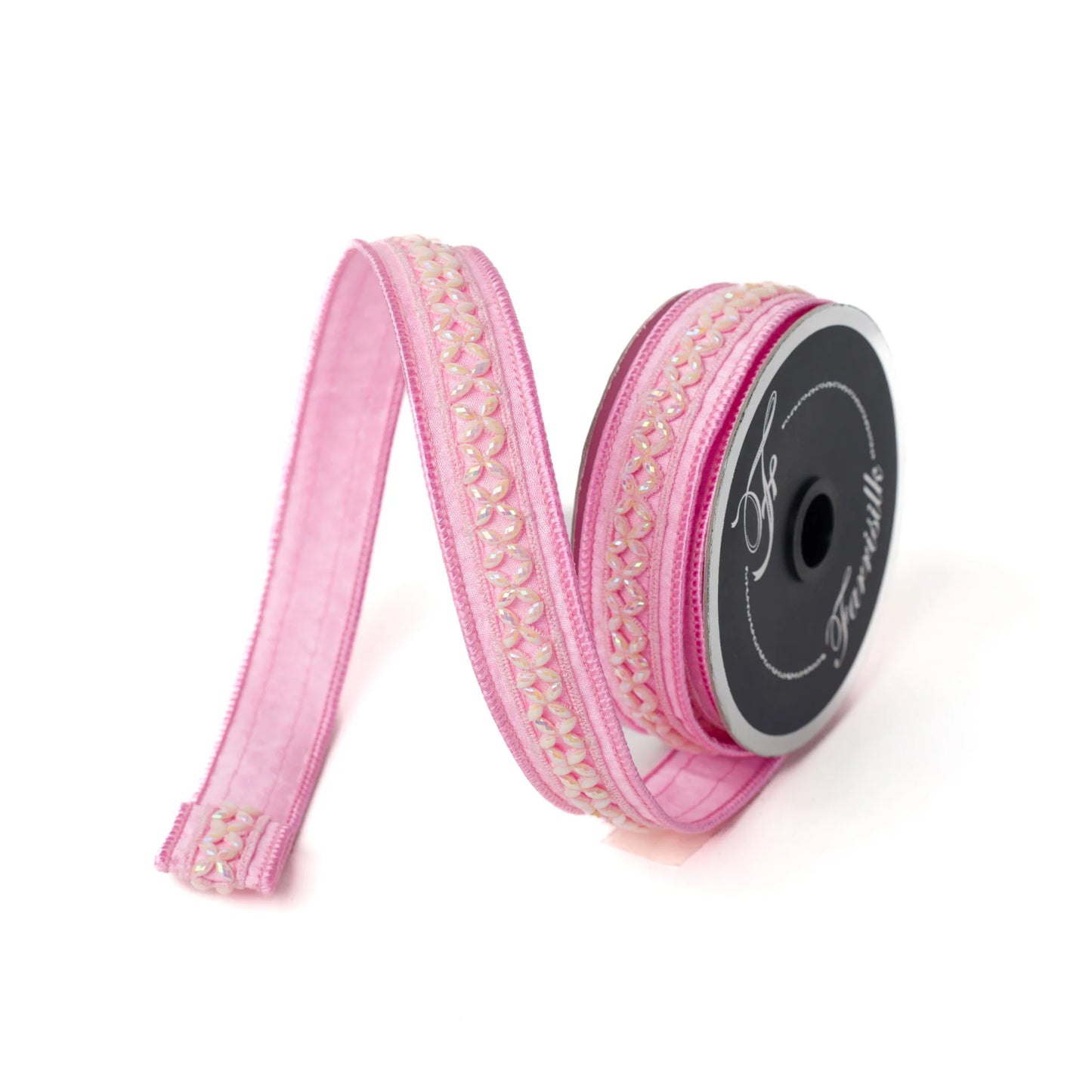 1" Farrisilk OPALESCENT Jewel Pink Wired Ribbon