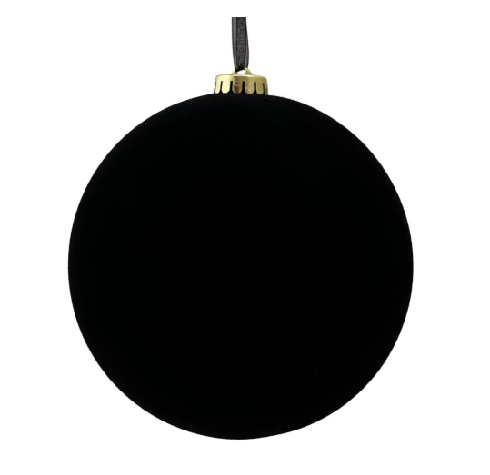 15CM PLAIN FLOCKED BAUBLE BLACK