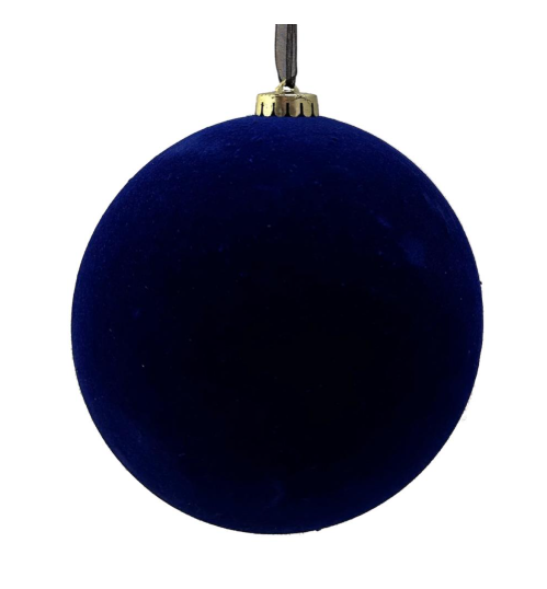 15CM PLAIN FLOCKED BAUBLE Navy