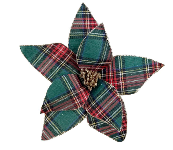 30CM TARTAN Plaid Emerald/Red Flower