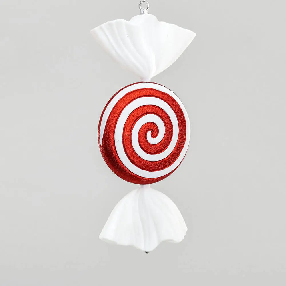 48cm red and white candy swirl decoration