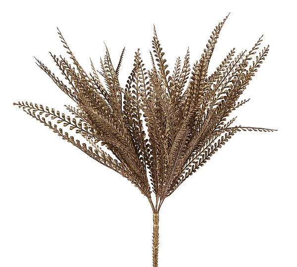 19"L Metallic Button Fern Bush Copper/Gold