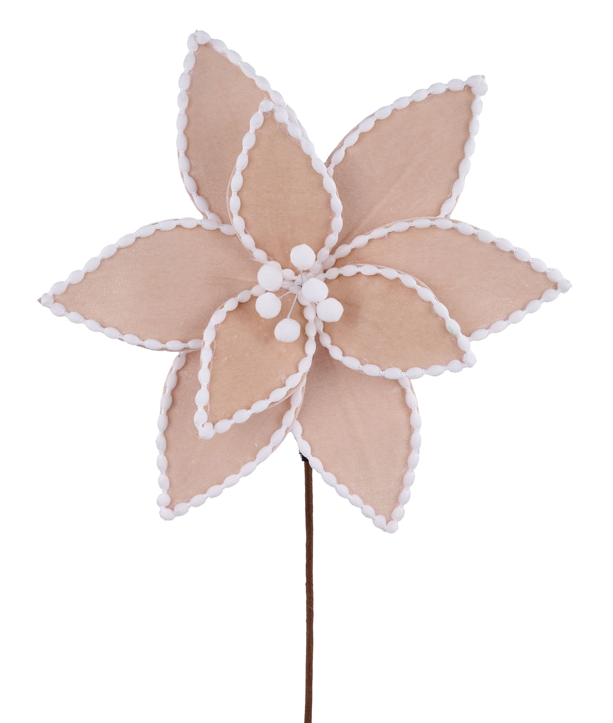 16"L x 11"Dia Velvet Poinsettia Gingerbread Stem