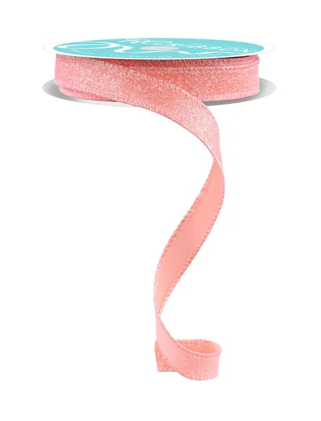 5/8" x 10yd Coral Iridescent Glitter