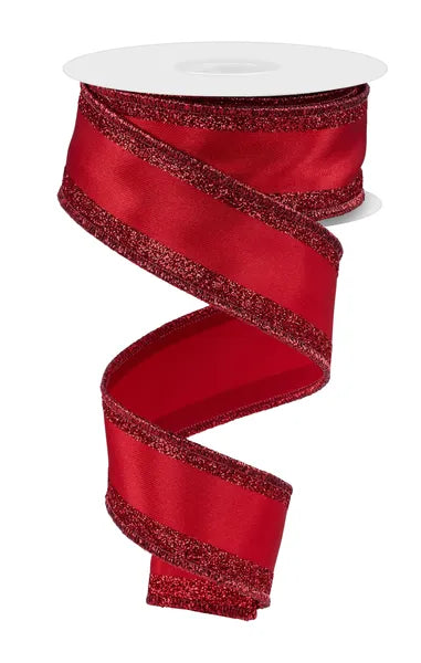 1.5" x 10yd Red Vertical Glitter Stripe