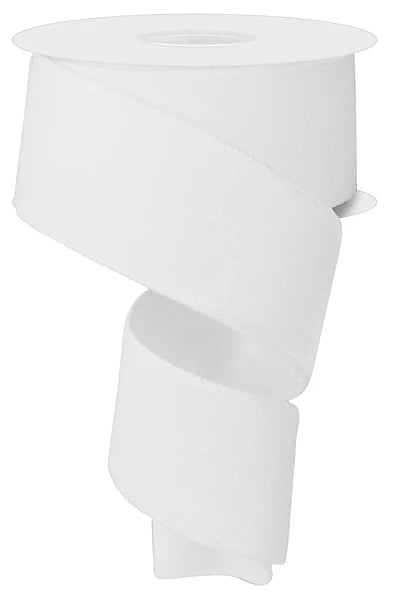 2.5" x 10yd Luxury Velvet and Satin Backing Wired Ribbon - White