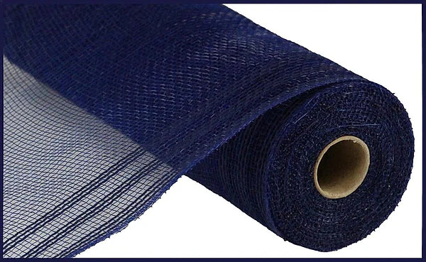 10.25" x 10yd Faux Jute/Border Stripe Navy Mesh