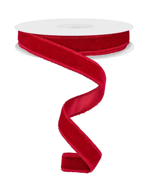 7/8" x 10yd Luxury Velvet With Satin Backing Wired Ribbon - Cranberry