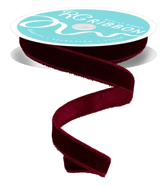 7/8" x 10yd Luxury Velvet With Satin Backing Wired Ribbon - Burgundy