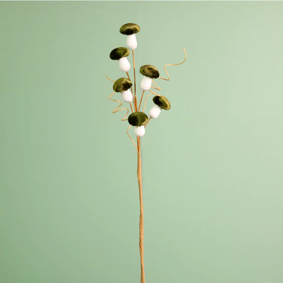 Mini Velvet Mushroom Spray - Dark Green