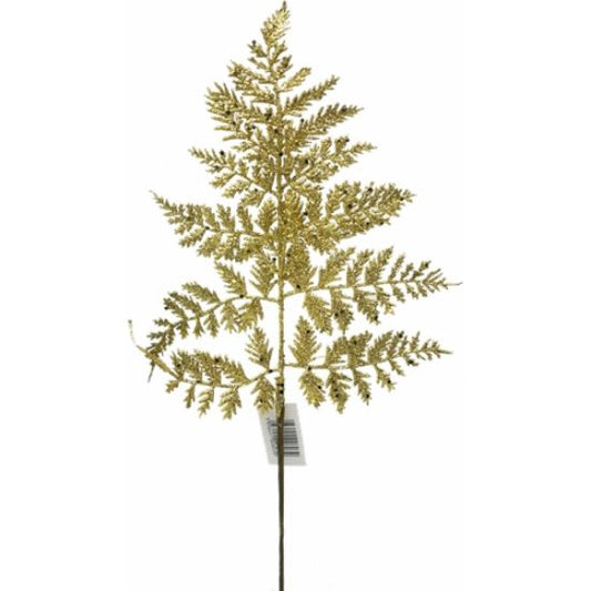 GLITTERED FERN LEAF SPRAY GOLD X 6pcs