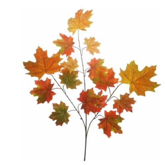 LARGE AUTUMN MAPLE LEAF SPRAY ORANGE/RED/GREEN