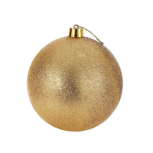 XXL 30cm CHRISTMAS BAUBLE GLITTERED GOLD